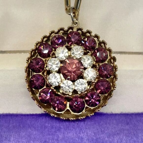 RARE 1960 VINTAGE ESTATE SIGNED CORO PEGASUS RHINESTONE 15" NECKLACE - Picture 4 of 6